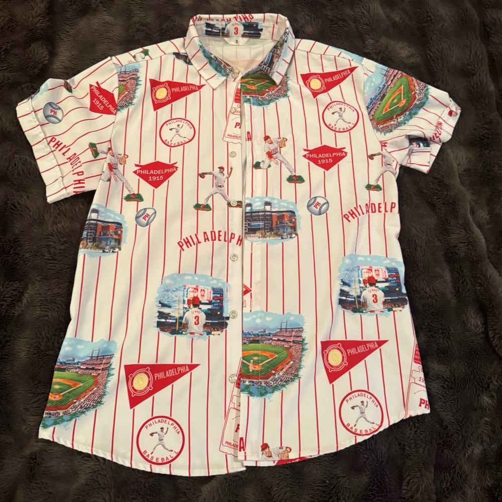 Philadelphia Graphic Men's Casual Shirt - Red and White